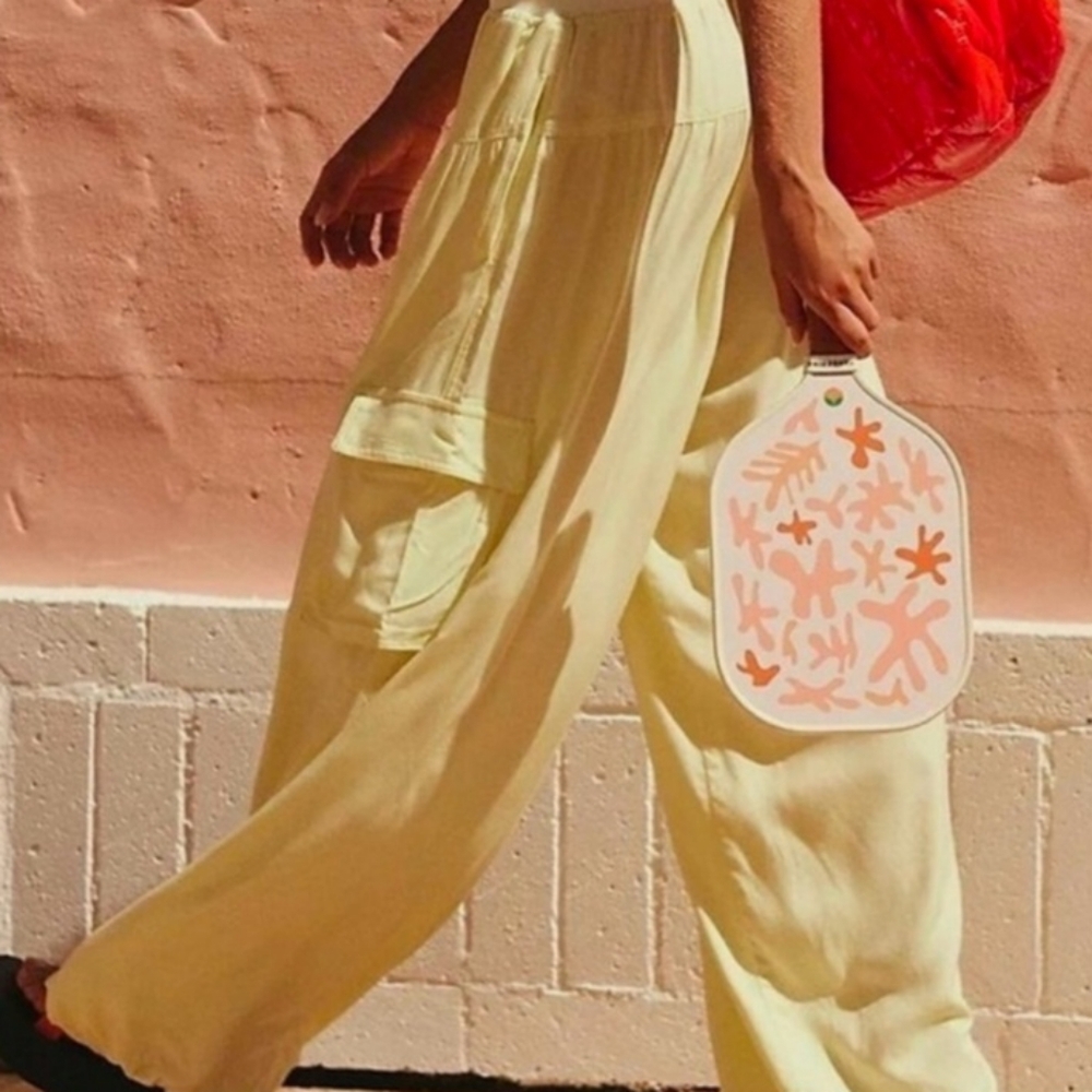 Free People Final Stretch Cargo Jogger Pant Ginger Yellow Small Oversized Baggy - Picture 2 of 13